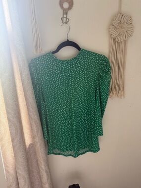Adrieanna Papell Emerald Green Floral Puff-Sleeve Blouse